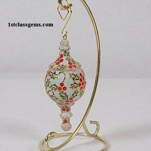 FINAL SALE PRICE NYCO Int. Cloisonne Finial Stand Ornament w/Holly & Berries